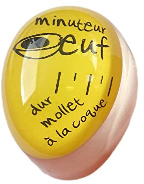 Minuteur Oeuf – Timer Minuteur Cuisson pour des œufs à la Coque, Mollet ou Dur inratables – Change de Couleur pour Indiquer la Bonne Cuisson - Ludique, Facile et Malin – Couleur au Choix (Jaune)