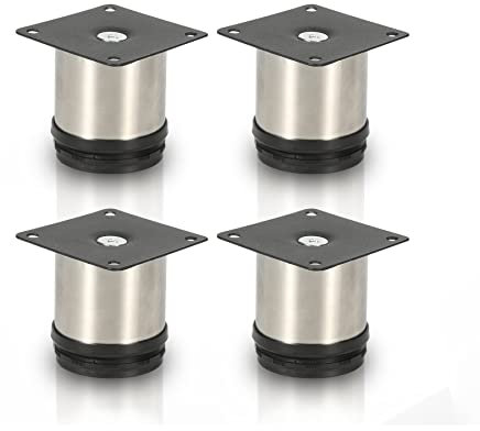 Gimisgu Edelstahl Möbelfüße 4er Set,Runde Möbelfuß Sockelfuß,Höhe 50mm,Höhenverstellbar:15mm,Belastbar bis 250 Kg,Geeignet für Sofa, Bett, Nachttisch, Schrank