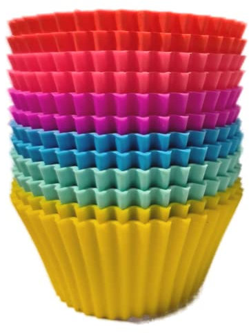 Silicone Baking Cup Cake Cases, 12-Pack, Reusable, Dishwasher Safe, Non Stick, Easy Clean, Food Grade Silicone Cupcake Liners, Muffin Cases for Baking