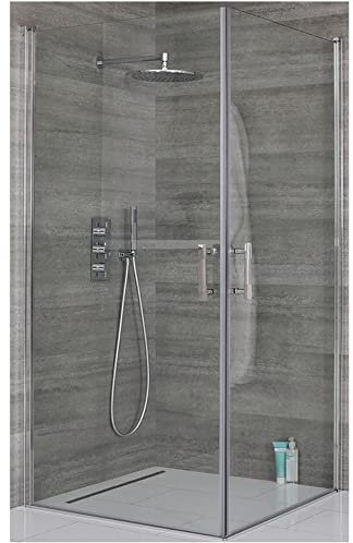 Milano Portland - Chrome Corner Double Hinged Door Shower Enclosure - 1000mm x 1000mm