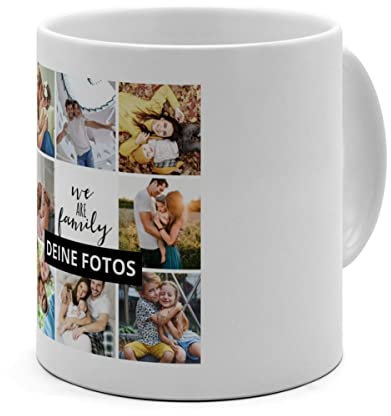 PhotoFancy® - XL Tasse 'Collage' - Personalisierte Fototasse mit eigenem Foto und Text - Große Tasse selbst gestalten - Jumbo-Becher XL 500 ml - Collage 8 Bilder