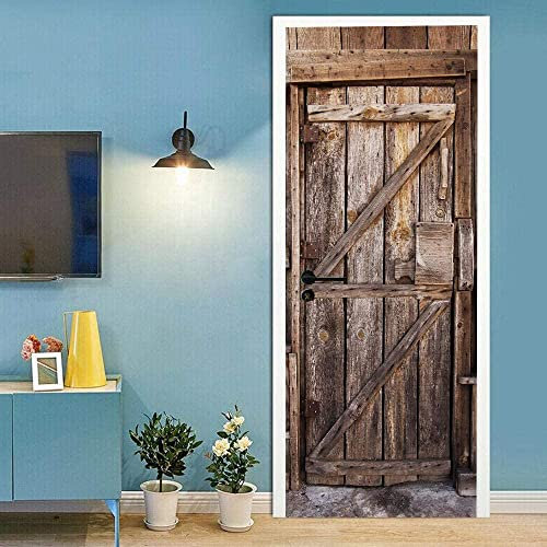 Vinilos Para Puertas Creatividad Puerta De Madera De Moda Creativa 88 X 200 Cm Papel Pintado De La Puerta Pegatina Mural Póster Foto 3D Autoadhesivo Impermeable Pelar Y Pegar Película De Vinilo Extra