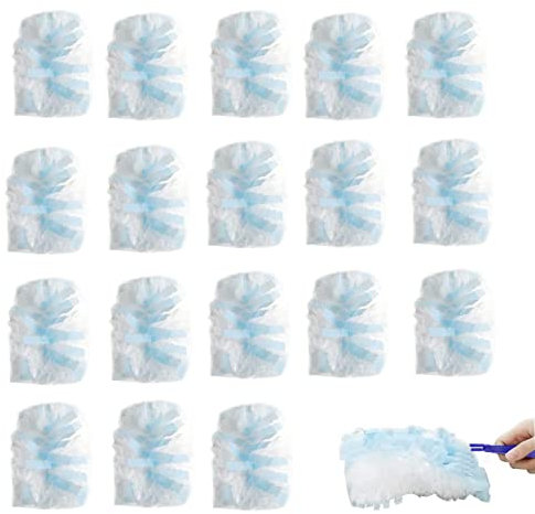 30 Pcs Blue Dusters Refills, Flash Dusting Refills with Handle for Cleaning Disposable, Hand Fluffy Duster Refills for Blinds PC Keyboard Office Desk Dresser Car Dashboard