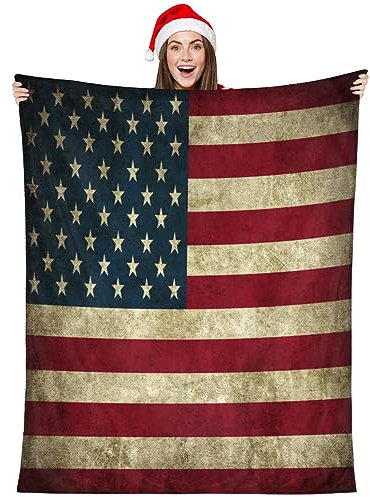 WowPrint Vintage Flagge Amerika Fleecedecke Sofa Überwürfe 76 x 101 cm Amerika Flauschig Weiche Decke Vielseitig Warm Überwurf für Schlafzimmer Bett Sofa Couch