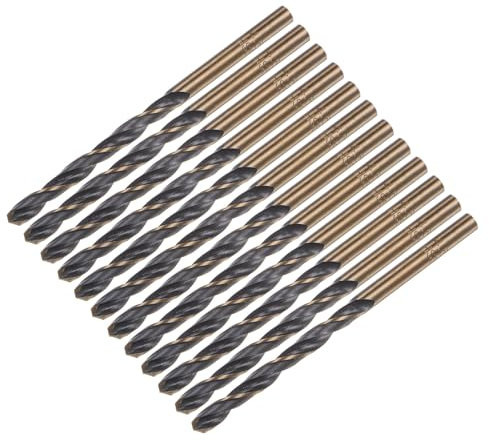 sourcing map 12pcs Jobber Drill Bits 4.5mm Black Nitride & Gold Titanium Coated 4341 High Speed Steel (HSS) 135 Degree Split Point Twist Drill Bits for Stainless Steel Metal Plastic Wood
