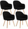 WOLTU Esszimmerstühle 4er Set, Stuhl Esszimmer Esstisch, Küchenstuhl Armlehnstuhl Polsterstuhl, Sessel Wohnzimmer Modern, mit Armlehnen, aus Cord, Massivholzbeine, Schwarz, EZS26sz-4