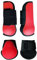 Merauno® Gamaschen Pferde 4er Set Gamaschen Paar für vorne hinter Hartschale und Klettverschluss für Damen& Herren PU Robust Elastisch Tendon Boots Classic (S, Rot)