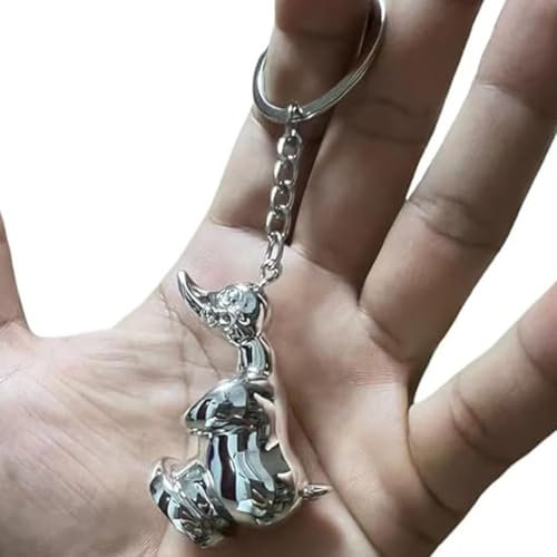 gweryho 1 x wütender Entchen-Schlüsselanhänger, Enten-Schlüsselanhänger, niedlicher Schlüsselanhänger, Enten-Schlüsselanhänger, Gummi-Enten-Schlüsselanhänger., Silberfarben, inches