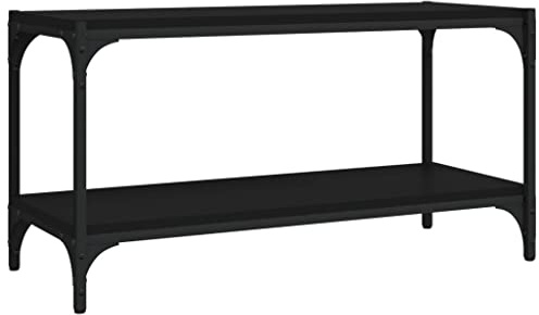 QZZCED Meuble TV - Meuble TV - Noir - 80 x 33 x 41 cm - Matériau du bois et acier - Pour salon, chambre à coucher - Appareil de divertissement