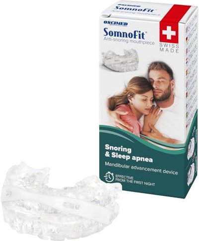 Somnofit - Orthèse Anti-Ronflement & Apnée - Gouttière Dentaire Flexible et Thermoformable - Design Breveté, Grand Confort - Orthèse Mandibulaire Fabriquée en Suisse