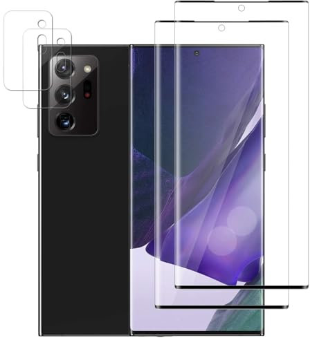 Vsjnk Protector de Pantalla Compatible Con Samsung Galaxy Note 20 Ultra Cristal Templado,2 Piezas Screen Protector 2 Piezas Protector de Lente de Cámara Dureza 9H Sin Burbujas Fácil de Instalar