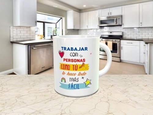 Taza personalizada trabajar con personas como tu es fácil, ideal para regalo amigos, compañeros