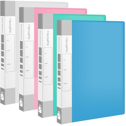 A4 Ring Binder, Pack of 4 Folders 3 Ring A4 Ring Binder, 25mm Spine,Folder Organiser for School, Home, Office