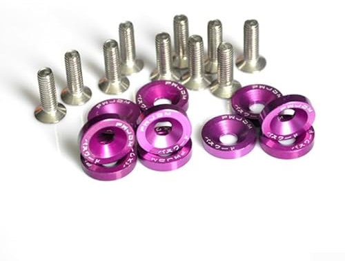 10 Stück M6 eloxiertes Aluminium Kotflügelschrauben Unterlegscheiben & Bolzen, Autozubehör für verschiedene Anwendungen (lila)
