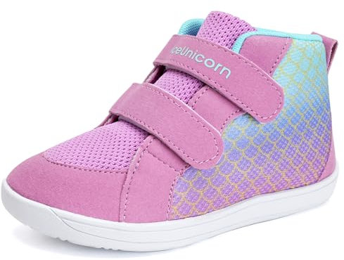 IceUnicorn Kinder Barfuß Sneaker Kleinkind Breite Hausschuhe Jungen Mädchen Wanderschuhe Unisex Sportschuhe(Lila, 26EU)