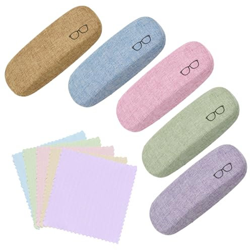 Scettar Set Da 5 Pezzi Custodia Occhiali Rigida, Custodia Occhiali Con Panno Per Pulizia Occhiali, Adatto Per Occhiali Da Sole, Occhiali Miopia, Occhiali Da Lettura