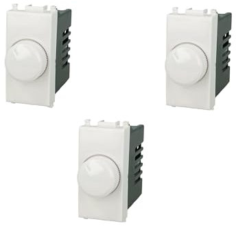 3 Pezzi Interruttore incasso Regolatore luminosità dimmer a manopola compatibile con Vimar Plana colore Bianco confezione 3 pz