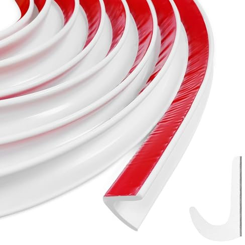 J-förmige RV Regenrinne, Gummi-Tropfschiene, Selbstklebender Klebeband, Autoabflüsse für Wohnmobile, LKW, Boote und Vans, Einfache Anbringung (Weiß, 3M)