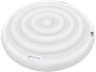 EKalgretrA Aufblasbare Poolabdeckung Rund Aufblasbare Whirlpool-Abdeckung, 145 cm Durchmesser, runder Whirlpool-Deckel, Outdoor-Spa-Pool, Winddicht, Regen-Überlauf, Thermo-Abdeckung(145cm)