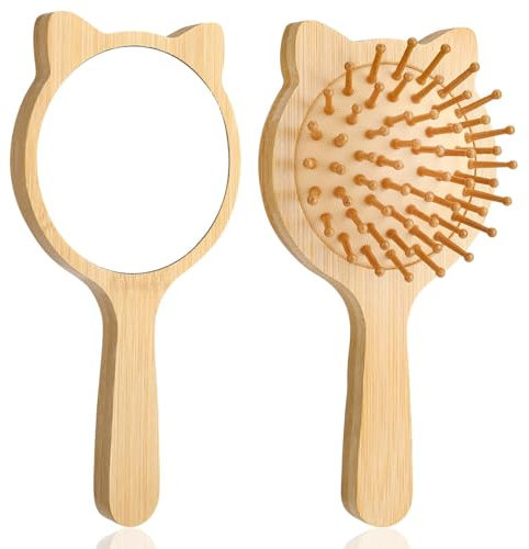 dusaniyali Haarbürste Kinder, Baby Haarbürste Ohne Ziepen mit Spiegel mit griff, Haarentwirrbürste für trockene und nasse Haare für Kinder Mädchen
