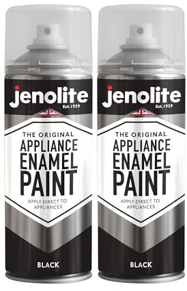 JENOLITE Appliance Enamel Paint | BLACK | 2x400ml | Black Spray Paint | Refresh & Restore Appliances | Ideal Touch-Up Paint For Fridges, Freezers, Washing Machines, Radiators