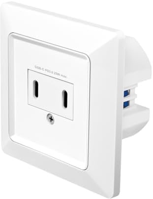 LogiLink PA0332 - Unterputz Steckdose mit 2X USB-C (25W/15W), PD (PowerDelivery 3.0), Schutzklasse IP20