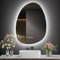 S'AFIELINA Badspiegel mit Beleuchtung Asymmetrisch 85 x 50 cm Spiegel mit Beleuchtung mit Touch, 3 Lichtfarben dimmbar, beschlagfrei, Bluetooth, Uhr, Temperatur, Speicherfunktion, Badezimmer Spiegel