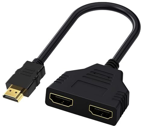 Adaptateur Répartiteur HDMI, Câble Mâle vers Double HDMI Femelle, Compatible pour HDTV, LED, LCD, Projecteurs, Supporte Affichage Simultané sur Deux Téléviseurs, Connecteurs Plaqués Or