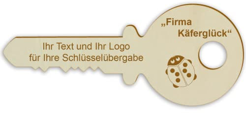 Übergabeschlüssel mit personalisierter Gravur aus Holz - 28 x 12 cm - Großer Schlüssel für Projektübergaben oder Einweihungen