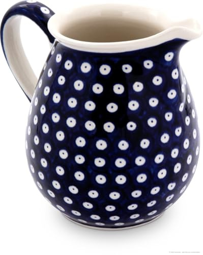 Bunzlauer Keramik 1,45 Liter Keramik Krug Kanne, Karaffe – bauchige Form, klassisches Design, handbemalt, Steinzeug (Dekor 42)