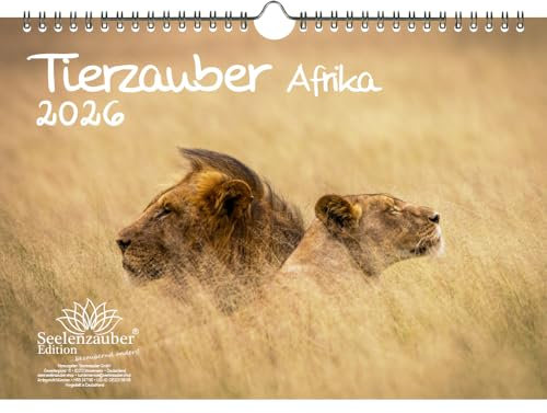 Tierzauber Afrika DIN A4 Kalender für 2026 verschiedene Tiere aus Afrika - Seelenzauber