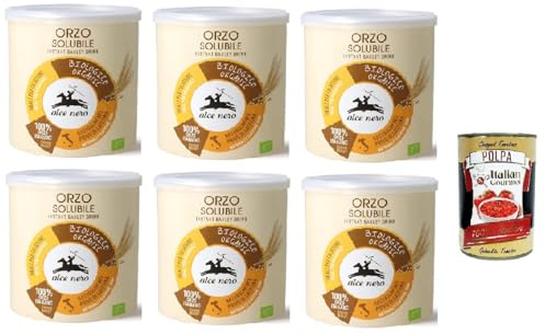Italian Gourmet Orzo solubile classico caffè d'orzo Instant 6 x 125g | Bevanda senza caffeina, lösliches Gerstenpulver dal gusto tostato, ideale a, Gesamtnettogewicht 750 g + Kostenlos Polpa 400g