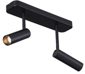 Qazqa Verstellbarer Deckenstrahler, Deckenspot - Kate - Schwarz, max. 10W, Geeignet für LED, 32cm, Rechteckig, 2-flammig, Ideal als Küche lampe und Wohnzimmerlampe