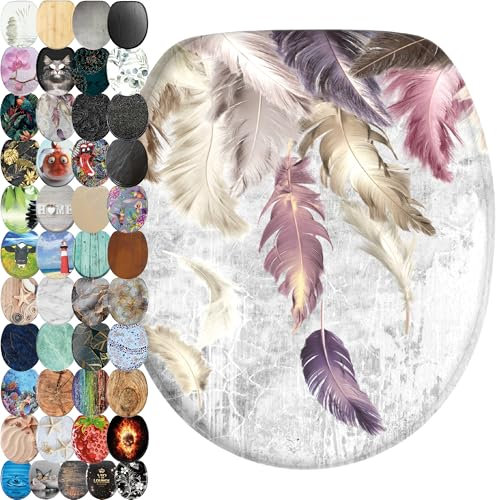 Sanilo Toilet Seat, Great Range of Colorful Toilet Seats, Stable Hinges, Easy to Mount (Feathers)