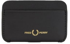 Fred Perry Herren Damen Unisex L4334 brüniertes Leder Kartenhalter Geldbörse in Schwarz