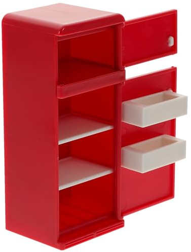 GALPADA Miniatur Kühlschrank Puppenhaus Möbel Mini Kühlschrank Dekoration Leichtes Miniaturgerät für Puppenstube Detailgetreues Rotes Modell für Bastelprojekte