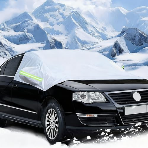 NICEWAT Frontscheibenabdeckung Winter, 240*200*145cm Windschutzscheibenabdeckung Auto mit 2 Spiegelabdeckungen & 4 Haken, Faltbar Autoabdeckung Winter für Wint Gegen, Schnee, EIS, Frost, für SUV/Auto