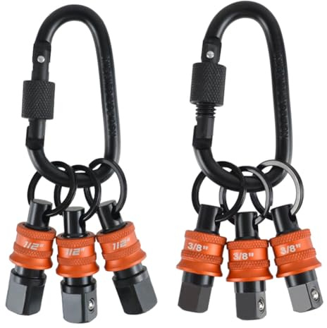 Koolenry Carabiner Socket Extension for Impact Drill 1/2 3/8 Keychain Socket Hexagonal Shank Drill Bit Holder Keychain for Impact Drill Nut Ut Driver