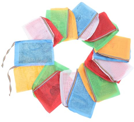 BESPORTBLE Lot de 20 Drapeaux en Tissu de Soie 28x35 Cm, Bannières Colorées pour Décoration Jardin Extérieur Zen, Drapeaux à Décorer Traditionnels pour Prière et Ambiance Spirituelle
