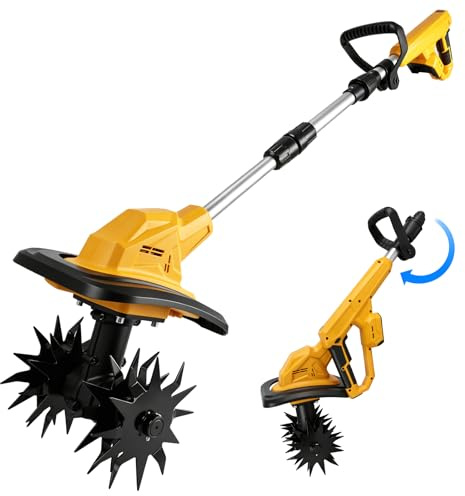 Akku Bodenhacke Kompatibel mit Dewalt 20V Akku Bürstenlos Faltbar | Gartenfräse, 22 cm Arbeitsbreite, 17 cm Arbeitstiefe, Bodenfräse Elektro Motorhacke für klein Beet & Garten,Ohne Akku