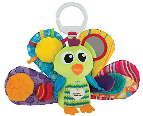 Lamaze LC27013 Baby Spielzeug Jaques, der Pfau Clip & Go, das hochwertige Kleinkindspielzeug. Der quietschbunte Greifling fördert die Motorik und ist das perfekte Kinderwagenspielzeug und Kuscheltier