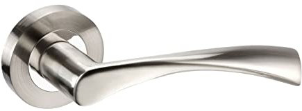 Astrid Modern Chrome Door Handles on Rose with Duo Finish - Handle Kingdom Ltd