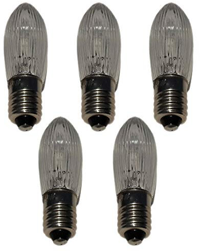 5er Pack Topfkerze Spitzschaftkerze Riffelkerze 23V 3W für Schwibbogen Pyramiden Lichterketten innen