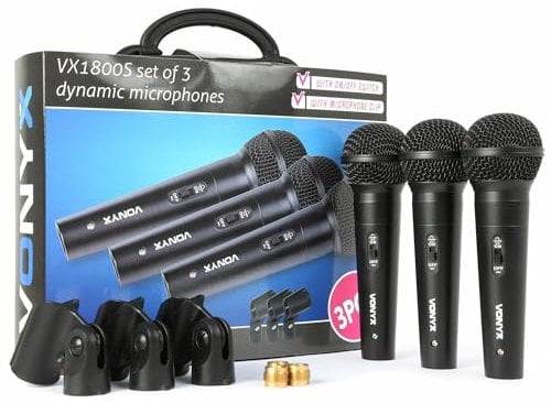 Vonyx VX1800S Dynamisches Mikrofon-Set - 3 Mikrofone mit Koffer