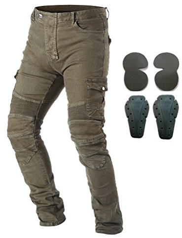 Takuey Men Motorcycle Riding Pants Motorcross Denim Jeans with Protect Pads Equipment Racing Knight Trousers Army Green S-XXXL (S=27-28)