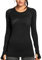 CRZ YOGA Women's Active Long Sleeve Sports Running Tee Top Seamless Leisure T-Shirt Black M (UK 12)