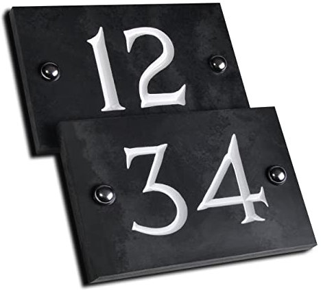 House number in smooth slate with 1 or 2 digits