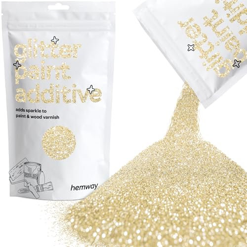 Hemway Glitter Paint Additive - Champagne Gold | Metallic Flakes for Adding Sparkle to Paints & Wood Varnish | Add to Emulsion, Acrylic & Latex for Indoor Sparkly Walls | 100 g
