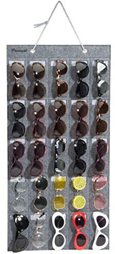 PACMAXI Sunglasses Storage Organizer, Wall Pocket Mounted by Sunglasses, Hanging Eyeglasses Storage Holder, Eyewear Display.