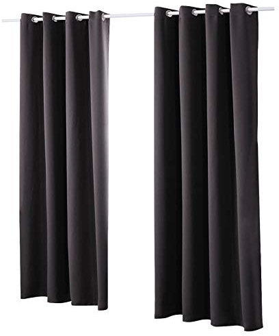 Laneetal Verdunkelungsgardine mit Ösen, Vorhang Blickdicht, Verdunklungsvorhang, Thermovorhang für Schlafzimmer, Gardine Lichtundurchlässig, Ösenschal, Ösenvorhang, Anthrazit, 135x225 cm, 2 Stücke